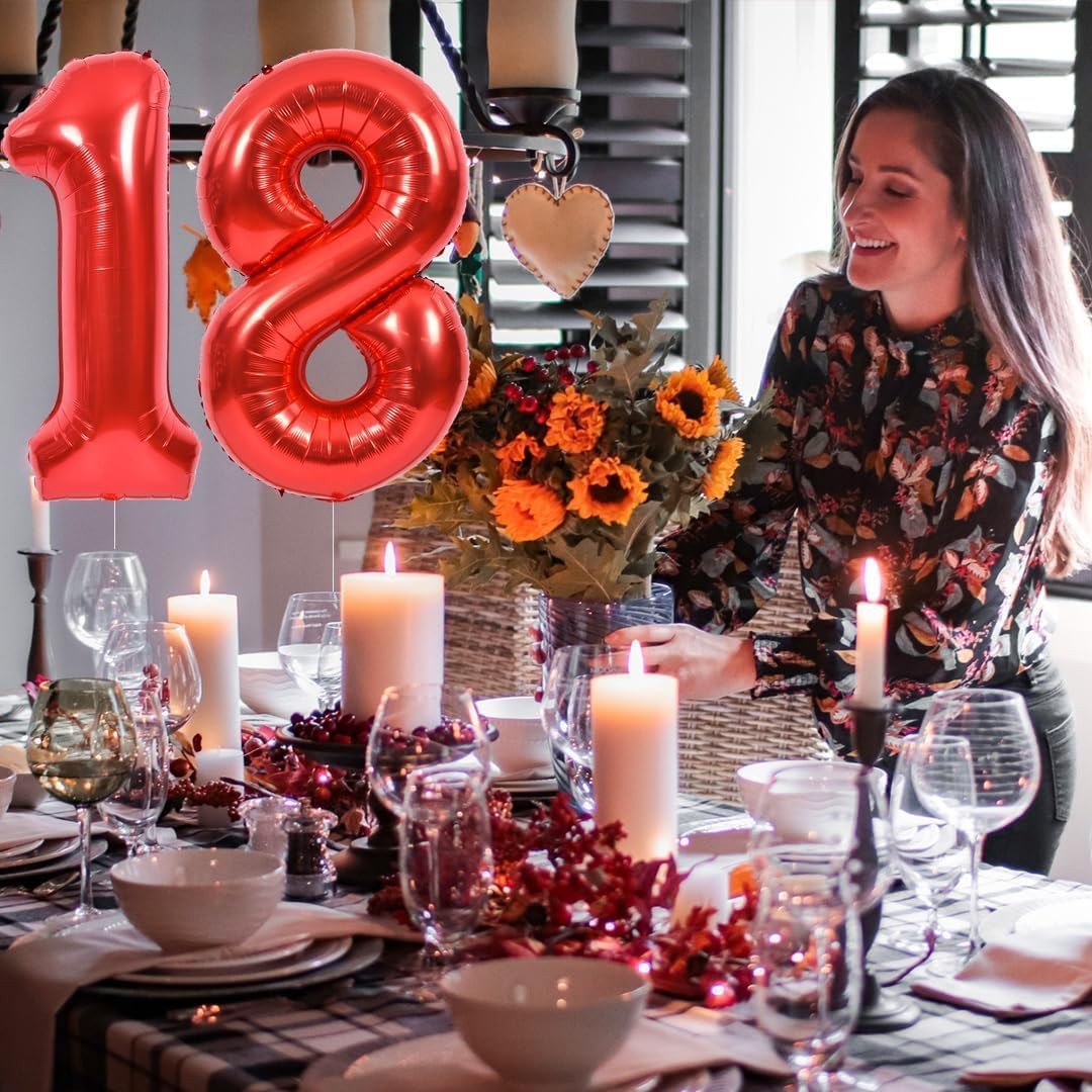 Balon din Folie Metalizata , Figurina Cifra, Tema Aniversare 80 cm, Ambalaj Individual, Pai inclus, Umflare cu Aer sau Heliu, Rosu, Cifra 8 - imagine 4