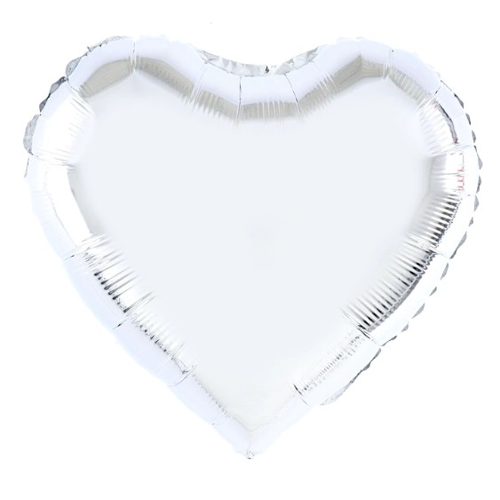 Balon din Folie Metalizata, , Figurina Inimioara, Model Simplu, Tematica Iubire, 40 cm, Ambalaj Individual, Pai Inclus, Umflare cu Aer sau Heliu, Argintiu - imagine 2