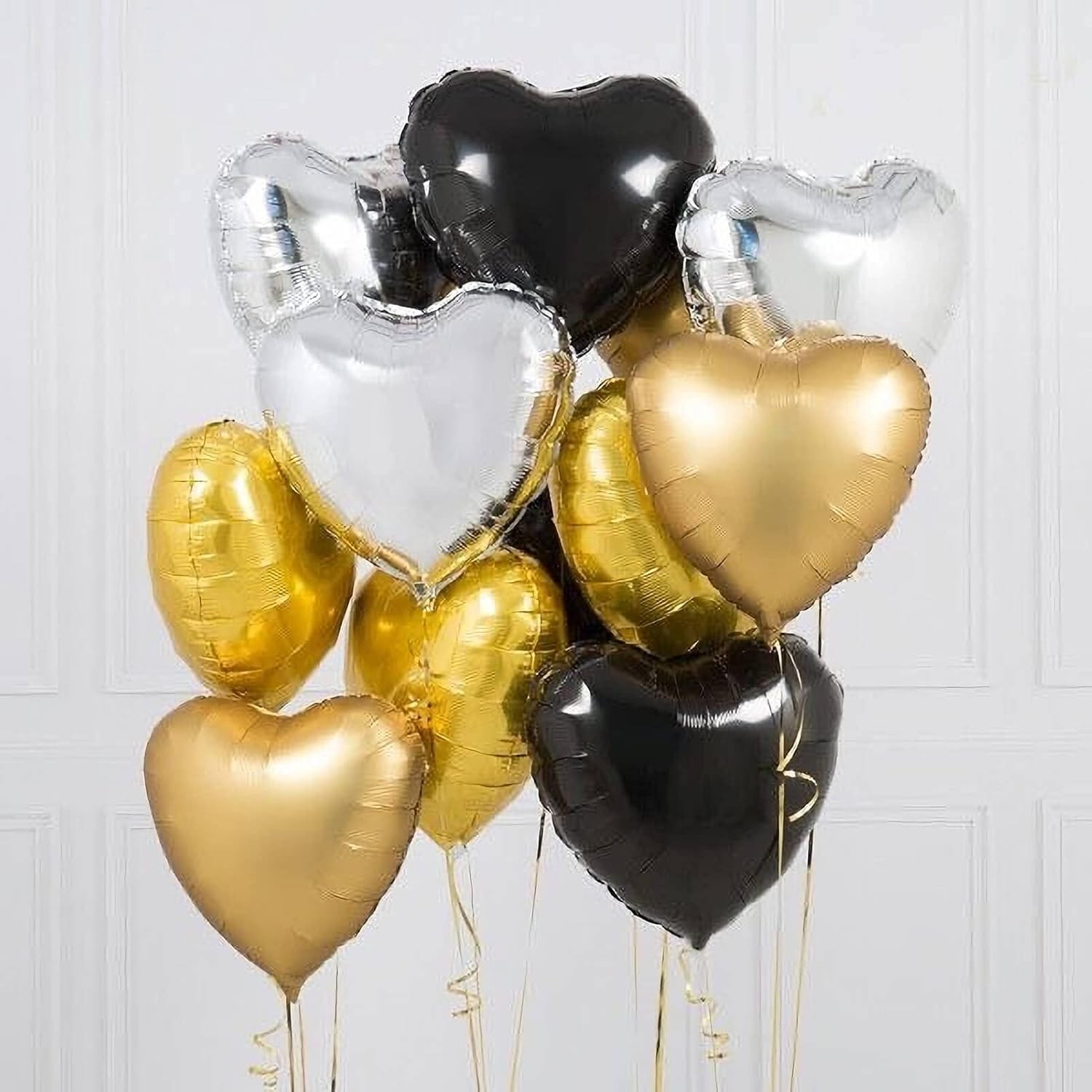 Balon din Folie Metalizata, , Figurina Inimioara, Model Simplu, Tematica Iubire, 40 cm, Ambalaj Individual, Pai Inclus, Umflare cu Aer sau Heliu, Argintiu - imagine 3