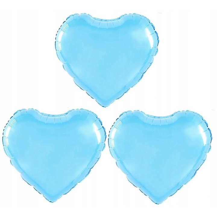 Balon din Folie Metalizata, , Figurina Inimioara, Model Simplu, Tematica Iubire, 40 cm, Ambalaj Individual, Pai Inclus, Umflare cu Aer sau Heliu, Bleu - imagine 3