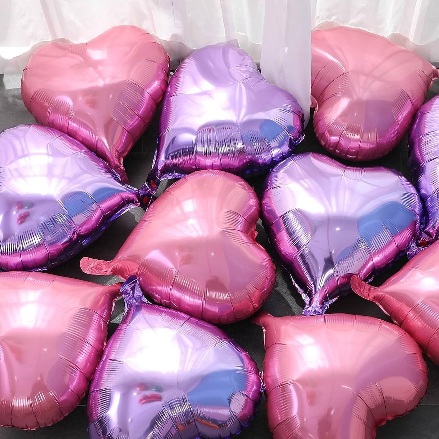 Balon din Folie Metalizata, , Figurina Inimioara, Model Simplu, Tematica Iubire, 40 cm, Ambalaj Individual, Pai Inclus, Umflare cu Aer sau Heliu, Mov Deschis - imagine 3