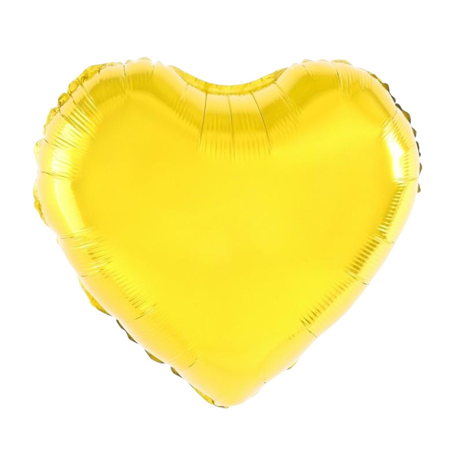 Balon din Folie Metalizata, , Figurina Inimioara, Model Simplu, Tematica Iubire, 40 cm, Ambalaj Individual, Pai Inclus, Umflare cu Aer sau Heliu, Auriu