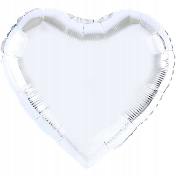 Balon din Folie Metalizata, , Figurina Inimioara, Model Simplu, Tematica Iubire, 40 cm, Ambalaj Individual, Pai Inclus, Umflare cu Aer sau Heliu, Argintiu