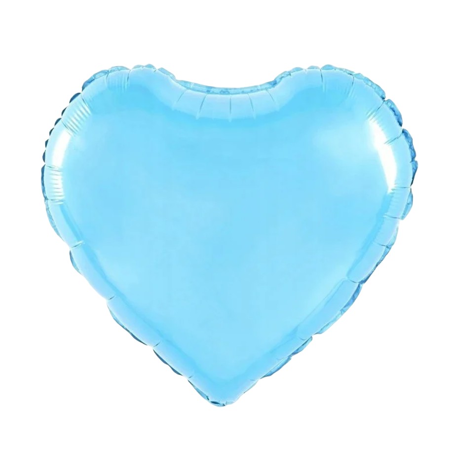 Balon din Folie Metalizata, , Figurina Inimioara, Model Simplu, Tematica Iubire, 40 cm, Ambalaj Individual, Pai Inclus, Umflare cu Aer sau Heliu, Bleu