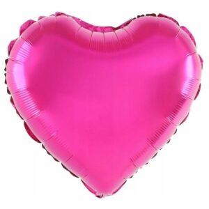 Balon din Folie Metalizata, , Figurina Inimioara, Model Simplu, Tematica Iubire, 40 cm, Ambalaj Individual, Pai Inclus, Umflare cu Aer sau Heliu, Roz
