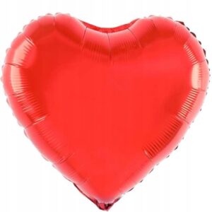 Balon din Folie Metalizata, , Figurina Inimioara, Model Simplu, Tematica Iubire, 40 cm, Ambalaj Individual, Pai Inclus, Umflare cu Aer sau Heliu, Rosu