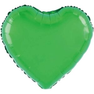 Balon din Folie Metalizata, , Figurina Inimioara, Model Simplu, Tematica Iubire, 40 cm, Ambalaj Individual, Pai Inclus, Umflare cu Aer sau Heliu, Verde
