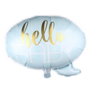 Balon din Folie Metalizata, , Figurina Norisor, Tema Hello Baby , 59x50 cm, Ambalaj Individual, Pai Inclus, Umflare cu Aer sau Heliu, Albastru