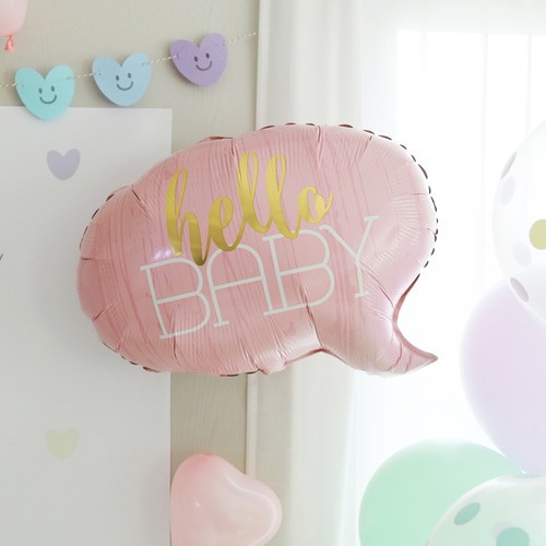 Balon din Folie Metalizata, , Figurina Norisor, Tema Hello Baby , 59x50 cm, Ambalaj Individual, Pai Inclus, Umflare cu Aer sau Heliu, Roz - imagine 3