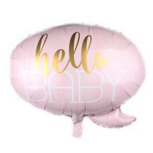 Balon din Folie Metalizata, , Figurina Norisor, Tema Hello Baby , 59x50 cm, Ambalaj Individual, Pai Inclus, Umflare cu Aer sau Heliu, Roz