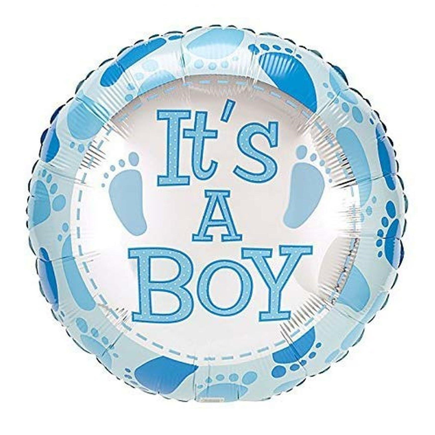 Balon din Folie Metalizata, , Figurina Rotunda, Model It's a Boy, Tema Gender Reveal, 45 cm, Ambalaj Individual, Pai Inclus, Umflare cu Aer sau Heliu, Albastru - imagine 2