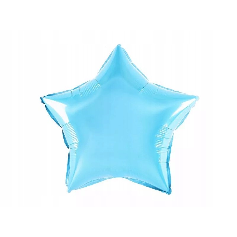 Balon din Folie Metalizata, , Figurina Stea, Model Simplu, Tematica Aniversare, 40 cm, Ambalaj Individual, Pai Inclus, Umflare cu Aer sau Heliu, Bleu - imagine 4