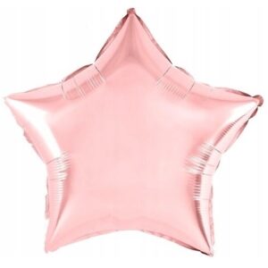 Balon din Folie Metalizata, , Figurina Stea, Model Simplu, Tematica Aniversare, 40 cm, Ambalaj Individual, Pai Inclus, Umflare cu Aer sau Heliu, Rose