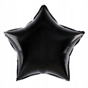 Balon din Folie Metalizata, , Figurina Stea, Model Simplu, Tematica Aniversare, 40 cm, Ambalaj Individual, Pai Inclus, Umflare cu Aer sau Heliu, Negru