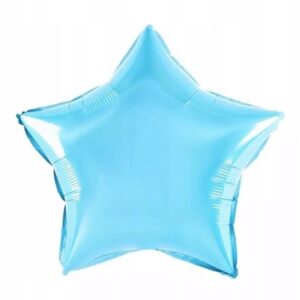 Balon din Folie Metalizata, , Figurina Stea, Model Simplu, Tematica Aniversare, 40 cm, Ambalaj Individual, Pai Inclus, Umflare cu Aer sau Heliu, Bleu
