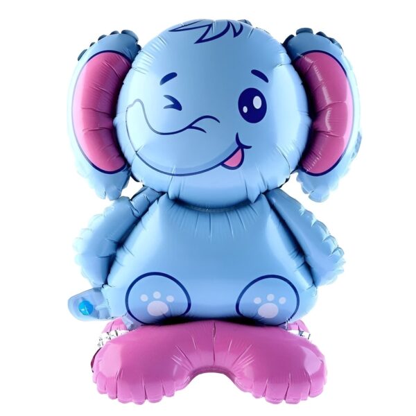 Balon din Folie Metalizata, , Figurine AnimÄƒluÈ›e, Model Elefant, 43x58cm, Ambalaj Individual, Pai Inclus, Umflare cu Aer sau Heliu, Multicolor - imagine 3