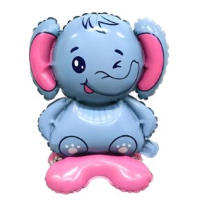 Balon din Folie Metalizata, , Figurine AnimÄƒluÈ›e, Model Elefant, 43x58cm, Ambalaj Individual, Pai Inclus, Umflare cu Aer sau Heliu, Multicolor