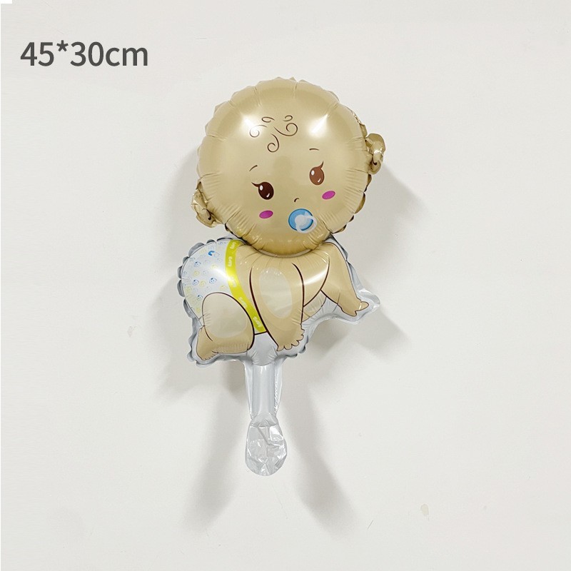 Balon din Folie Metalizata, , Mini Figurina, Model Bebelus Baietel, Tematica Gender Reveal, 45x25 cm, Ambalaj Individual, Pai Inclus, Umflare cu Aer sau Heliu, Multicolor - imagine 2