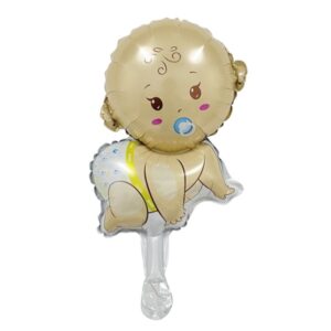 Balon din Folie Metalizata, , Mini Figurina, Model Bebelus Baietel, Tematica Gender Reveal, 45x25 cm, Ambalaj Individual, Pai Inclus, Umflare cu Aer sau Heliu, Multicolor