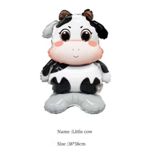 Balon din Folie Metalizata, , Mini Figurine Animalute, Model Vacuta, Tematica Aniversare, 38x58 cm, Ambalaj Individual, Pai Inclus, Umflare cu Aer sau Heliu, Multicolor - imagine 3