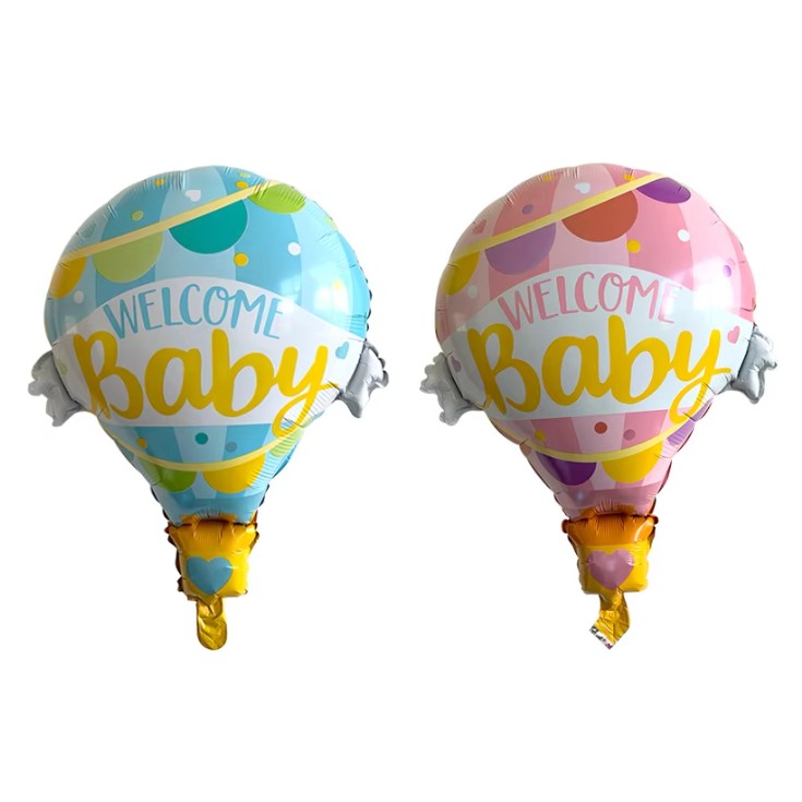 Balon din Folie Metalizata, , Mini Figurine, Model Balon cu Aer Cald Baietel, Tematica Welcome Baby, 80x62 cm, Ambalaj Individual, Pai Inclus, Umflare cu Aer sau Heliu, Albastru - imagine 3