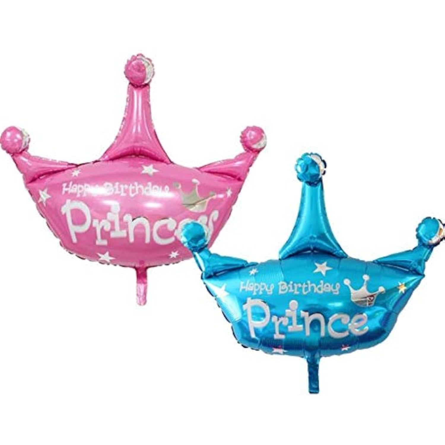 Balon din Folie Metalizata, , Mini Figurine, Model Coroana de Print, Tematica Aniversare, 42x38 cm, Ambalaj Individual, Pai Inclus, Umflare cu Aer sau Heliu, Albastru - imagine 4
