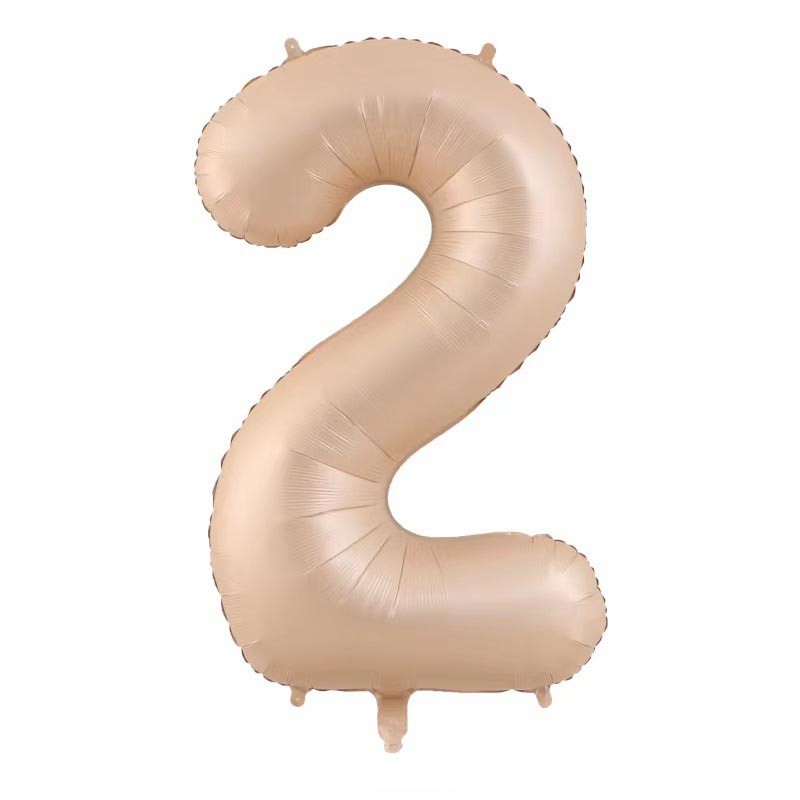 Balon din Folie Metalizata, , Figurina Cifra, Model 2, Tema Aniversare 100 cm, Ambalaj Individual, Pai Inclus, Umflare cu Aer sau Heliu, Crem
