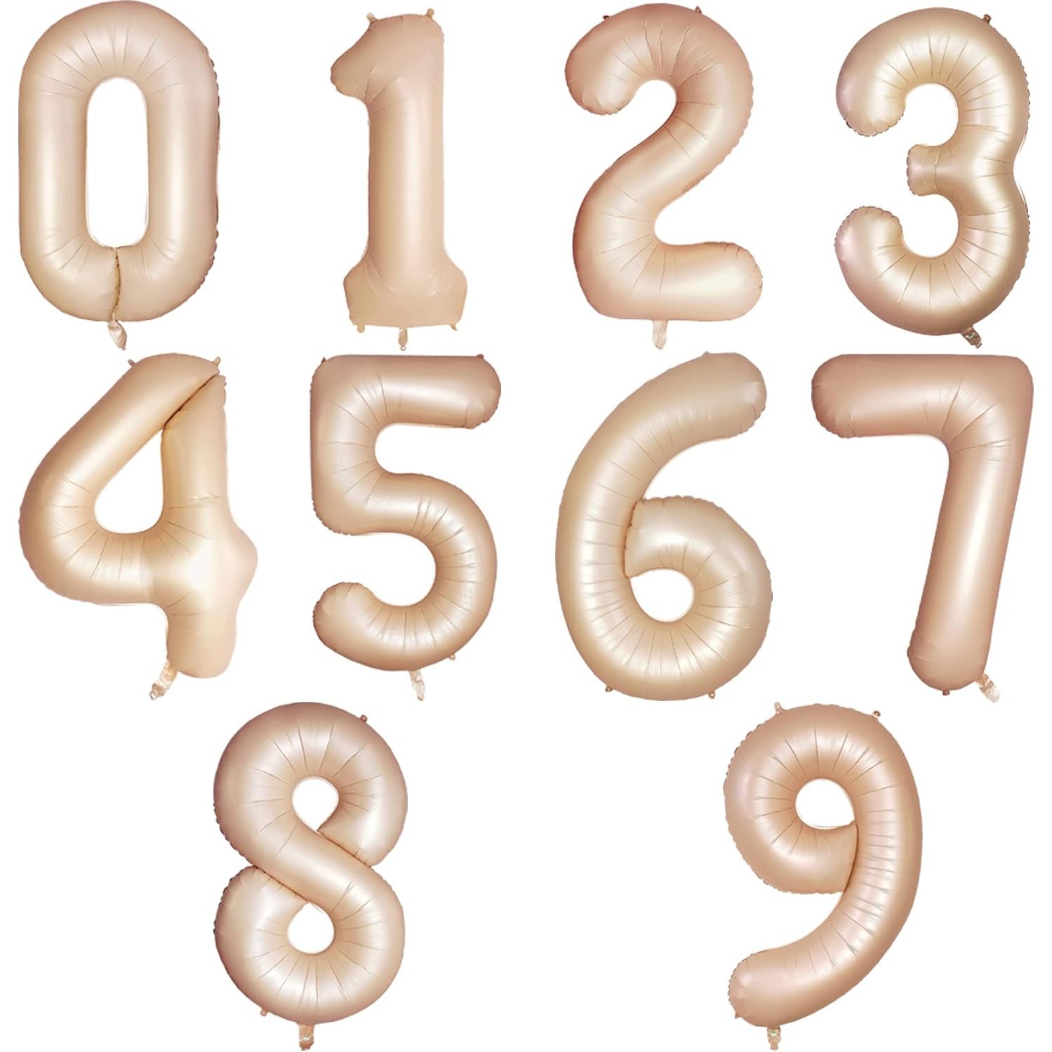 Balon din Folie Metalizata, , Figurina Cifra, Model 7, Tema Aniversare 100 cm, Ambalaj Individual, Pai Inclus, Umflare cu Aer sau Heliu, Crem - imagine 4