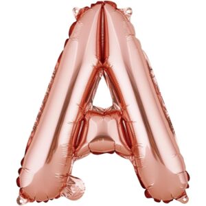 Balon Folie Metalizata Litera A, , 40 cm, Umflati cu Heliu sau Aer, Ambalaj Individual, Pai inclus, Rose Gold
