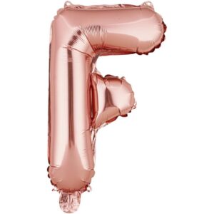 Balon Folie Metalizata Litera F, , 40 cm, Umflati cu Heliu sau Aer, Ambalaj Individual, Pai inclus, Rose Gold