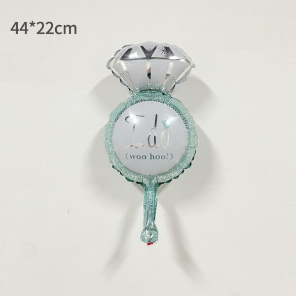 Balon din Folie Metalizata, , Mini Figurine Nunta, Model Inel de Logodna, Tematica Cerere in Casatorie, 46x23 cm, Ambalaj Individual, Pai Inclus, Umflare cu Aer sau Heliu, Albastru - imagine 3
