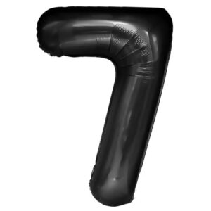 Balon din Folie Metalizata, , Figurina Cifra, Tema Aniversare 80 cm, Ambalaj Individual, Pai inclus, Umflare cu Aer sau Heliu, Negru, Cifra 7