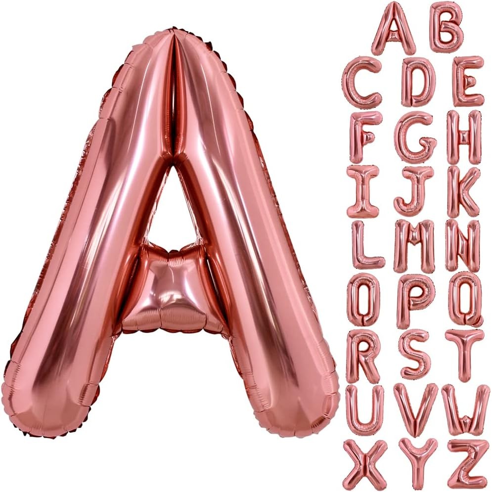 Balon Folie Metalizata Litera A, , 100 cm, Umflati cu Heliu sau Aer, Ambalaj Individual, Pai inclus, Rose Gold - imagine 4