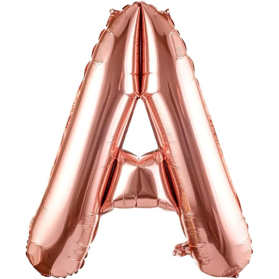 Balon Folie Metalizata Litera A, , 100 cm, Umflati cu Heliu sau Aer, Ambalaj Individual, Pai inclus, Rose Gold