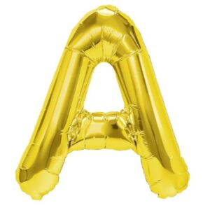 Balon Folie Metalizata Litera A, , 80 cm, Umflati cu Heliu sau Aer, Ambalaj Individual, Pai inclus, Auriu