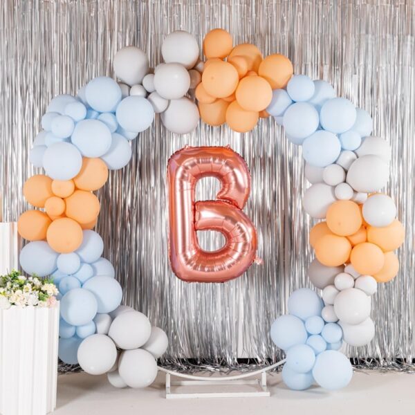 Balon Folie Metalizata Litera B, , 100 cm, Umflati cu Heliu sau Aer, Ambalaj Individual, Pai inclus, Rose Gold - imagine 3