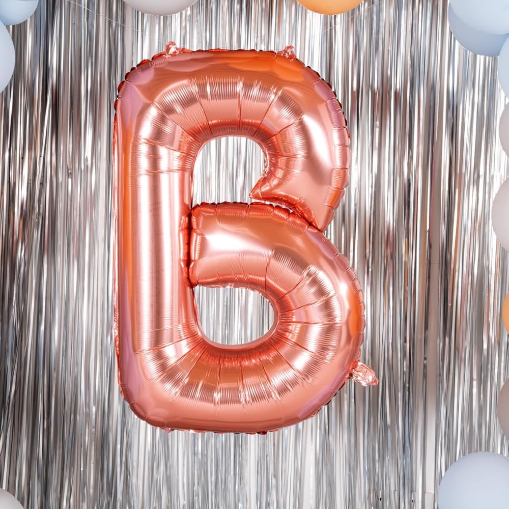 Balon Folie Metalizata Litera B, , 100 cm, Umflati cu Heliu sau Aer, Ambalaj Individual, Pai inclus, Rose Gold - imagine 4