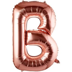 Balon Folie Metalizata Litera B, , 100 cm, Umflati cu Heliu sau Aer, Ambalaj Individual, Pai inclus, Rose Gold