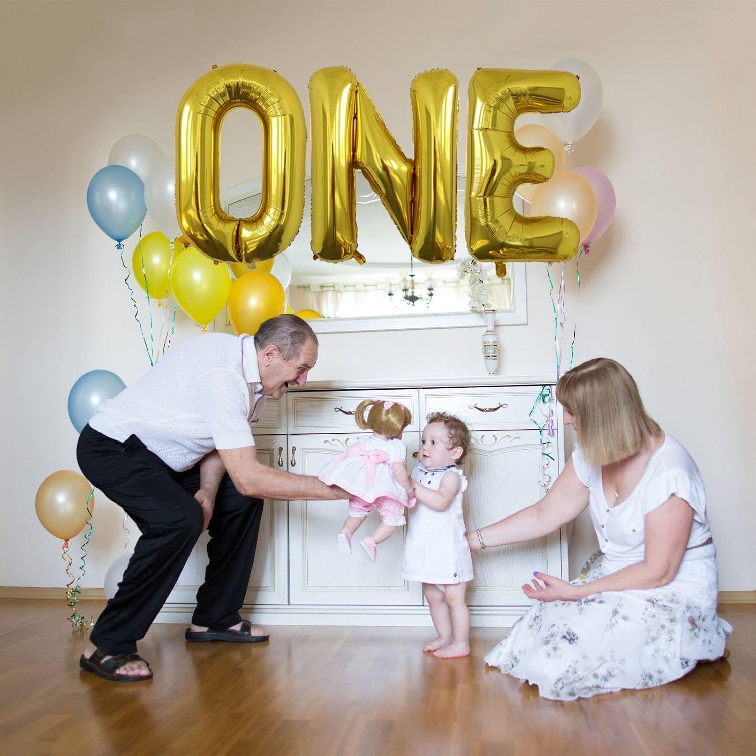 Balon Folie Metalizata Litera E, , 80 cm, Umflati cu Heliu sau Aer, Ambalaj Individual, Pai inclus, Auriu - imagine 4