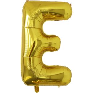 Balon Folie Metalizata Litera E, , 80 cm, Umflati cu Heliu sau Aer, Ambalaj Individual, Pai inclus, Auriu