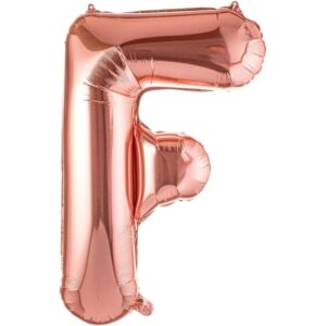 Balon Folie Metalizata Litera F, , 100 cm, Umflati cu Heliu sau Aer, Ambalaj Individual, Pai inclus, Rose Gold