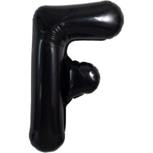 Balon Folie Metalizata Litera F, , 40 cm, Umflati cu Heliu sau Aer, Ambalaj Individual, Pai inclus, Negru