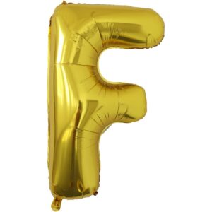 Balon Folie Metalizata Litera F, , 80 cm, Umflati cu Heliu sau Aer, Ambalaj Individual, Pai inclus, Auriu