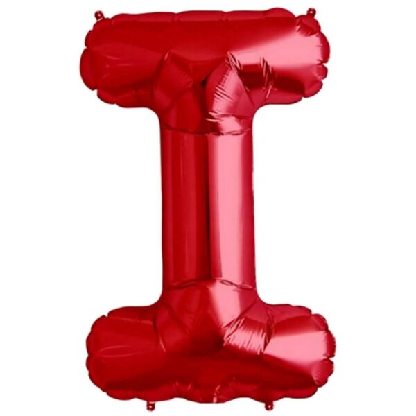 Balon Folie Metalizata Litera I, , 40 cm, Umflati cu Heliu sau Aer, Ambalaj Individual, Pai inclus, Rosu - imagine 2