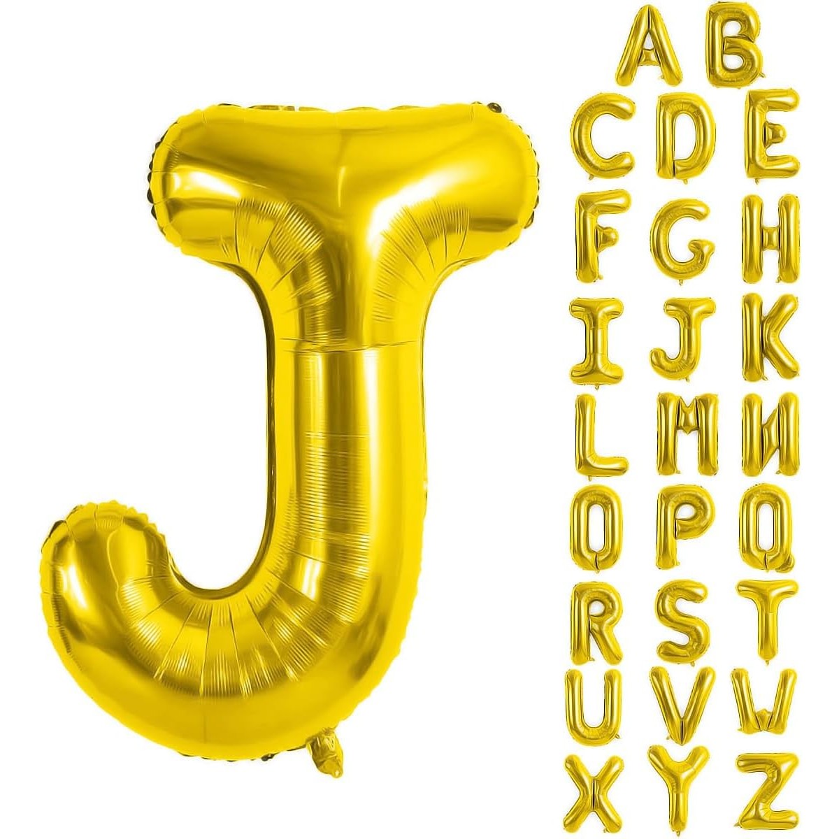 Balon Folie Metalizata Litera J, , 40 cm, Umflati cu Heliu sau Aer, Ambalaj Individual, Pai inclus, Auriu - imagine 4