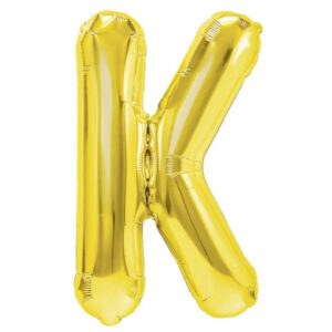 Balon Folie Metalizata Litera K, , 40 cm, Umflati cu Heliu sau Aer, Ambalaj Individual, Pai inclus, Auriu