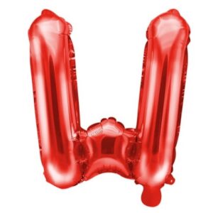 Balon Folie Metalizata Litera W, , 40 cm, Umflati cu Heliu sau Aer, Ambalaj Individual, Pai inclus, Rosu