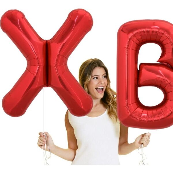 Balon Folie Metalizata Litera X, , 40 cm, Umflati cu Heliu sau Aer, Ambalaj Individual, Pai inclus, Rosu - imagine 4