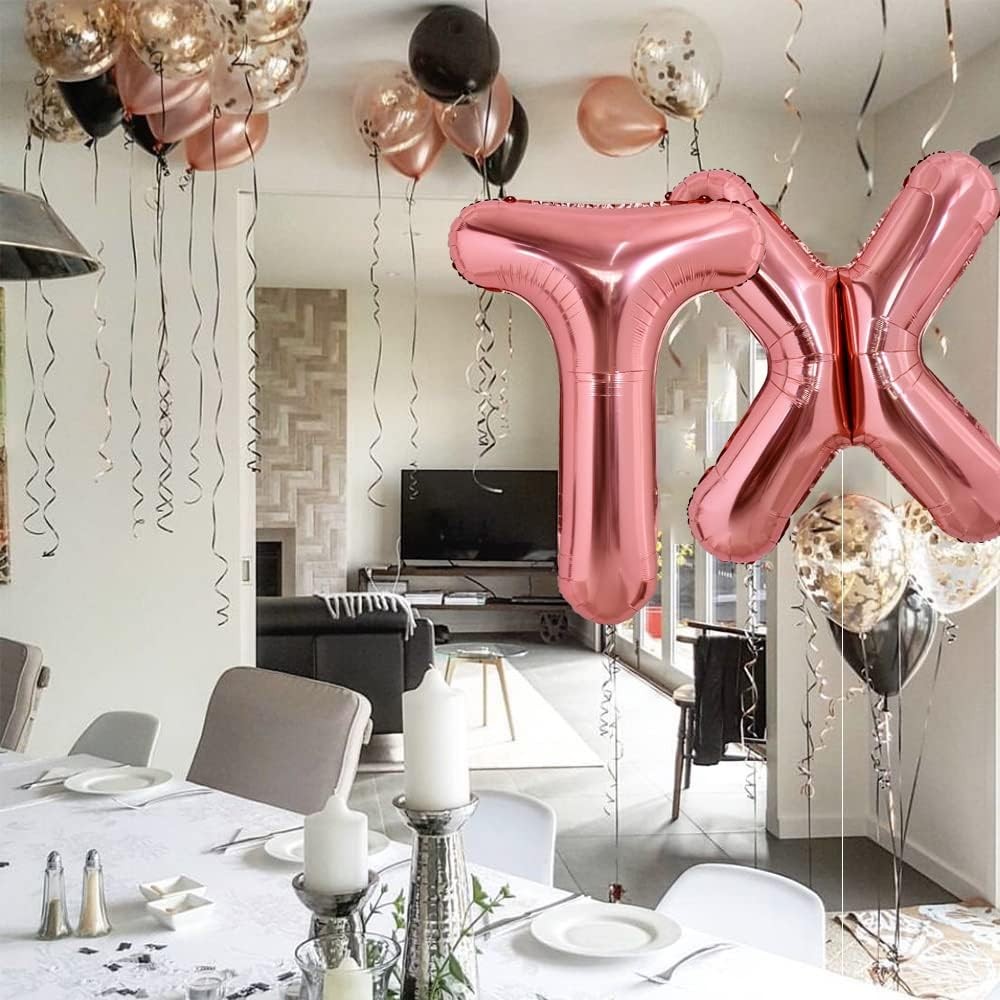 Balon Folie Metalizata Litera X, , 80 cm, Umflati cu Heliu sau Aer, Ambalaj Individual, Pai inclus, Rose Gold - imagine 2