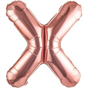 Balon Folie Metalizata Litera X, , 80 cm, Umflati cu Heliu sau Aer, Ambalaj Individual, Pai inclus, Rose Gold